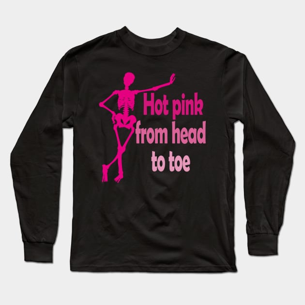 Hot Pink - Skeleton Long Sleeve T-Shirt by EunsooLee